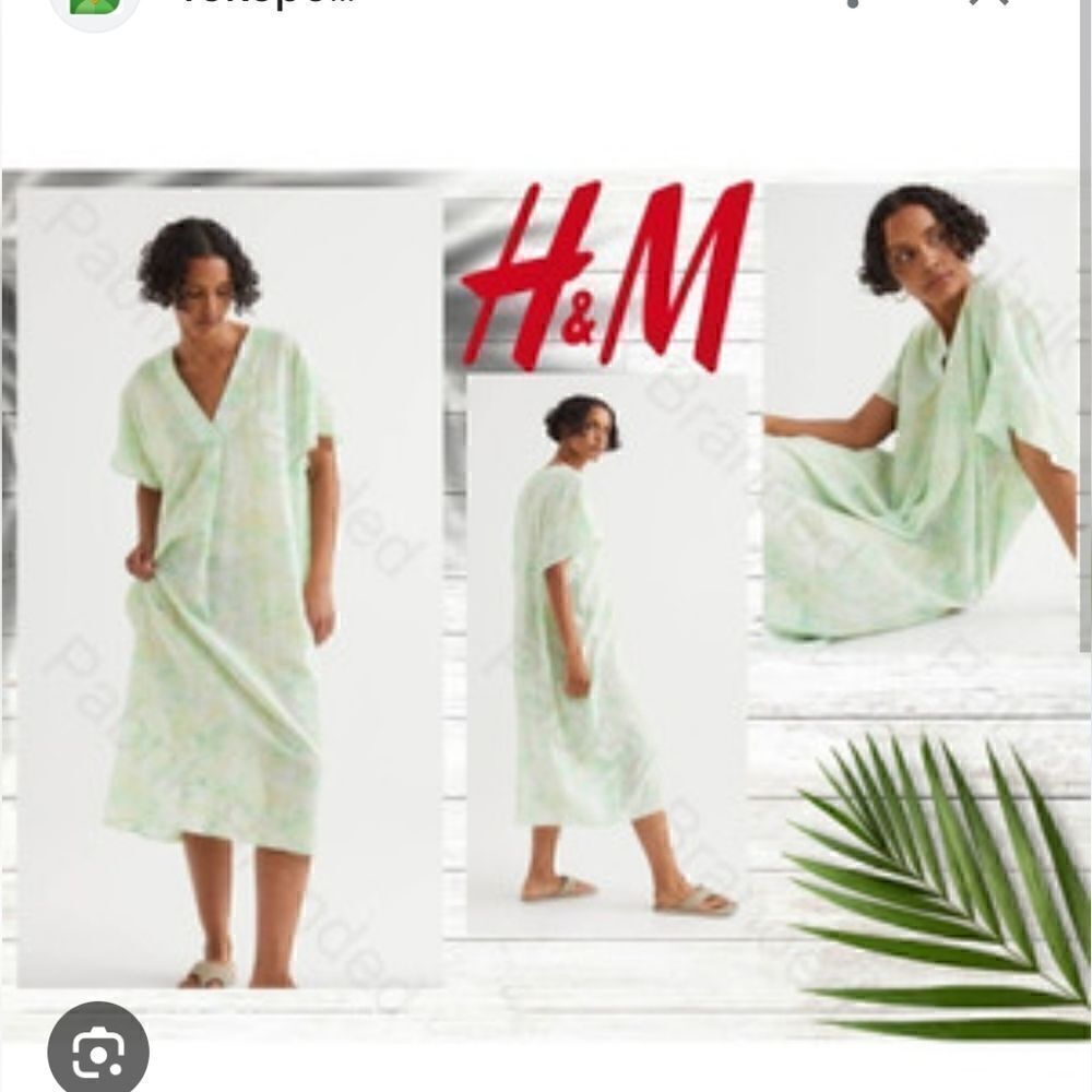 H&M M kaftan green floral